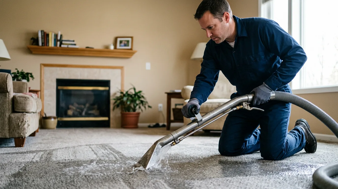 Water damage restoration technician working near Gloucester, NC